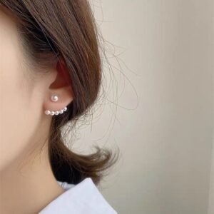 Korean Style Pearl Hoop Earrings