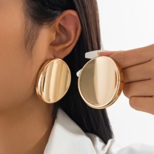 Large Round Gold Stud Earrings