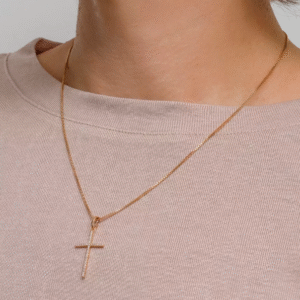 Classic Gold Necklace with Diamond Cross Pendant