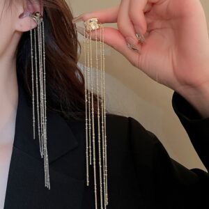 Long Chain Tassel C-Shaped Cuff Earring