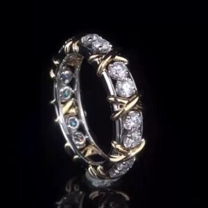 Gold-Plated Two Colors Zircon Ring