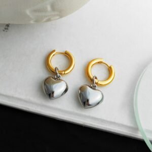 3D Heart Mirror Earrings