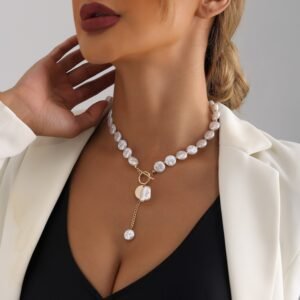 Tiyork Baroque Imitation Flat Pearl Necklace
