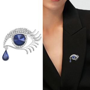 Elegant Blue Diamond Eye Brooch