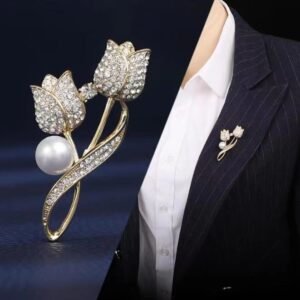 Golden Tulip Diamond Brooch