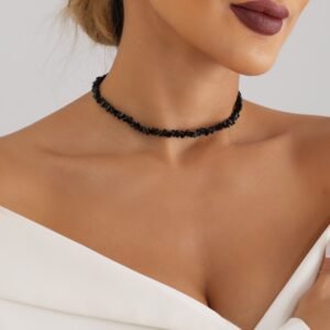 Tiyork Hand-Woven Irregular Beaded Crystal Choker