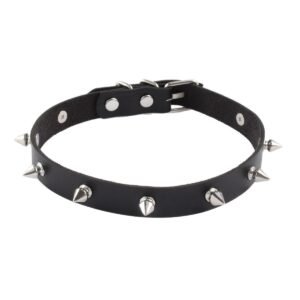 Tiyork Punk Spike Rivet Leather Choker