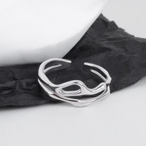 925 Sterling Silver Irregular Wave Adjustable Ring