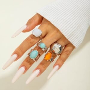 Vintage Colorful Gem Rings Set