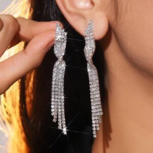 Super Shiny Diamond Tassel Earrings Rhinestone Dangle Earring