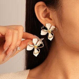 Double-Layer Flower Petal Stud Earrings