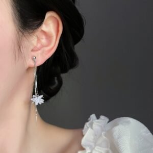 Long Tassel Earrings with Snowflake Pendant